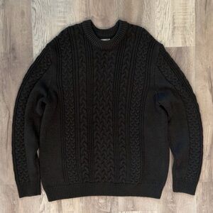 H&M Black Cable Knit Crewneck Sweater